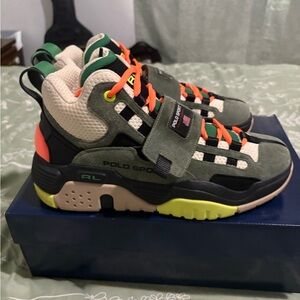 Polo by Ralph Lauren Men’s Sneakers - Green, Orange, and Black
